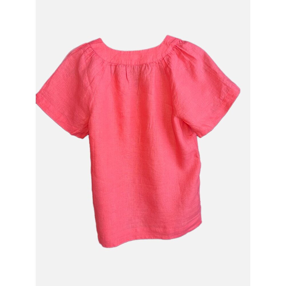 NEW! J. Crew Flutter-Sleeve Linen V-Neck Top, Color: Brilliant Papaya, Size XXS - Picture 4 of 8